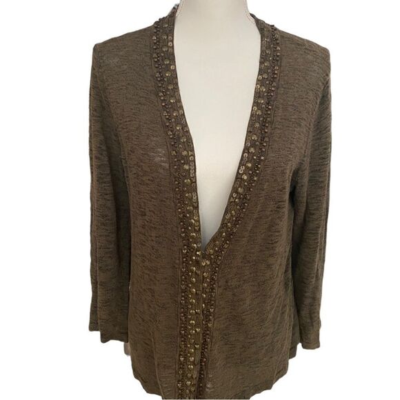 Jones New York Cardigan Sweater Embellished Size Medium - Picture 1 of 9